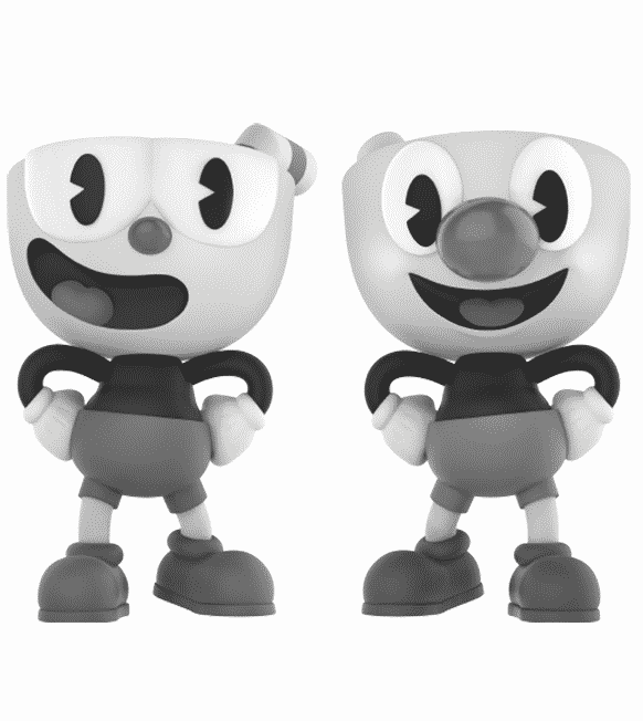 black and white cuphead plush